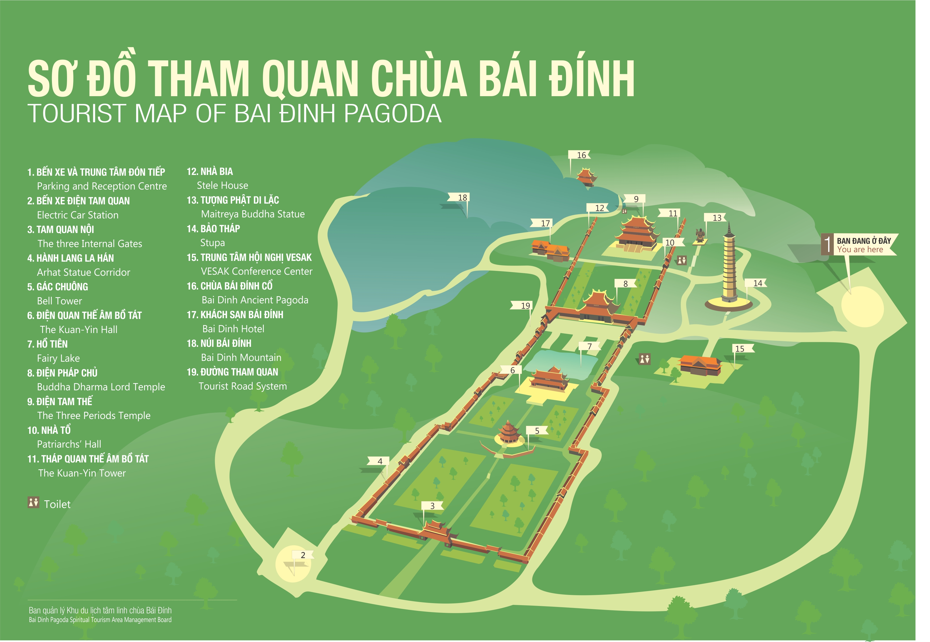 Khám phá bản đồ chùa Bái Đính Ninh Bình với những địa danh nổi tiếng